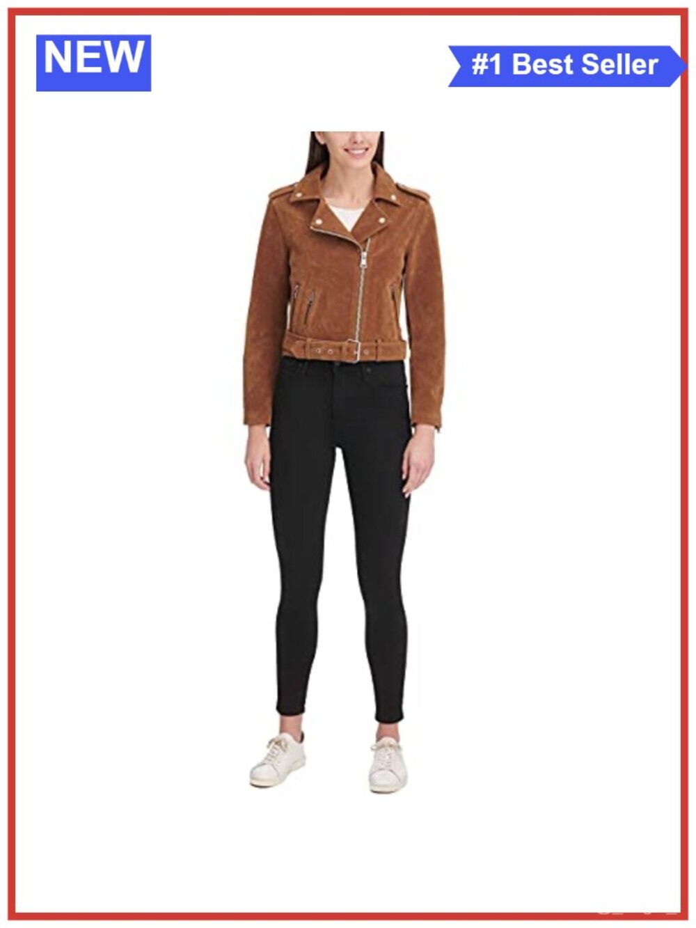 Faux Suede Moto Jacket with Belt Faux Leather Asymmetrical Zip